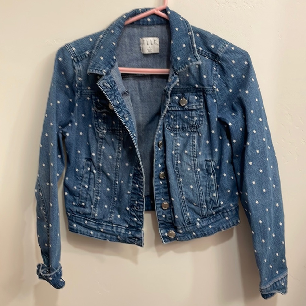 Elle polka‎ dot jean jacket size Small